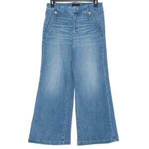 WHBM High Rise Wide Leg Jeans 12 Sailor 70s Y2K Everyday Soft Blue Cottagecore